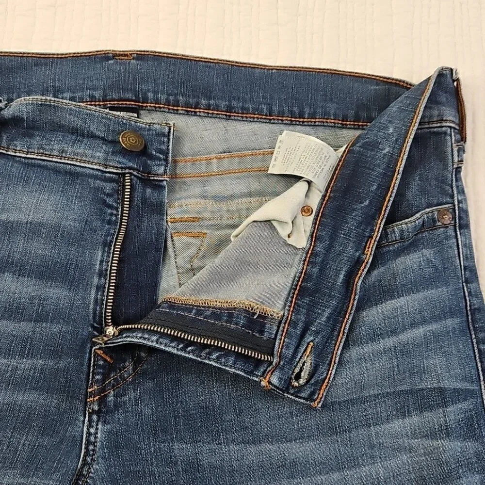 True Religion Jeans‎ Men's 42x31 Blue Straight Denim Faded Whiskers Streetwear
